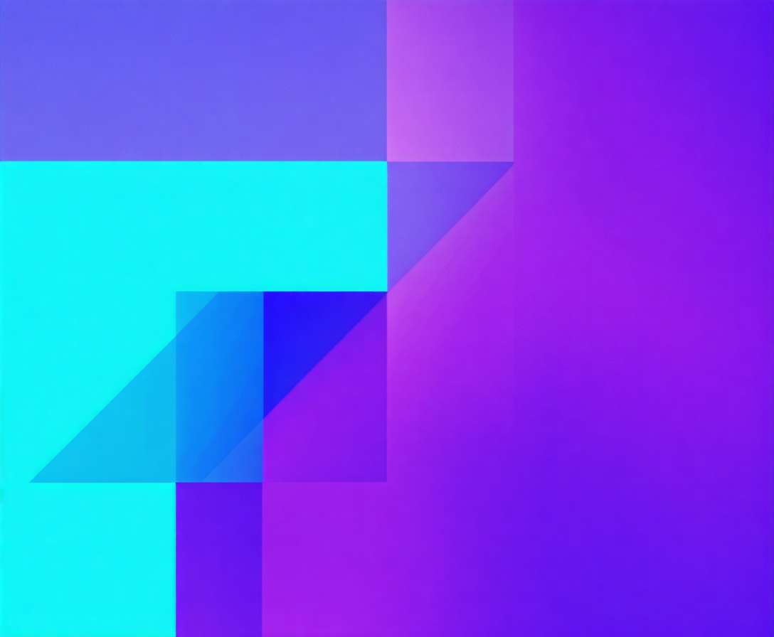 Abstract geometric shapes in shades of ultraviolet and teal